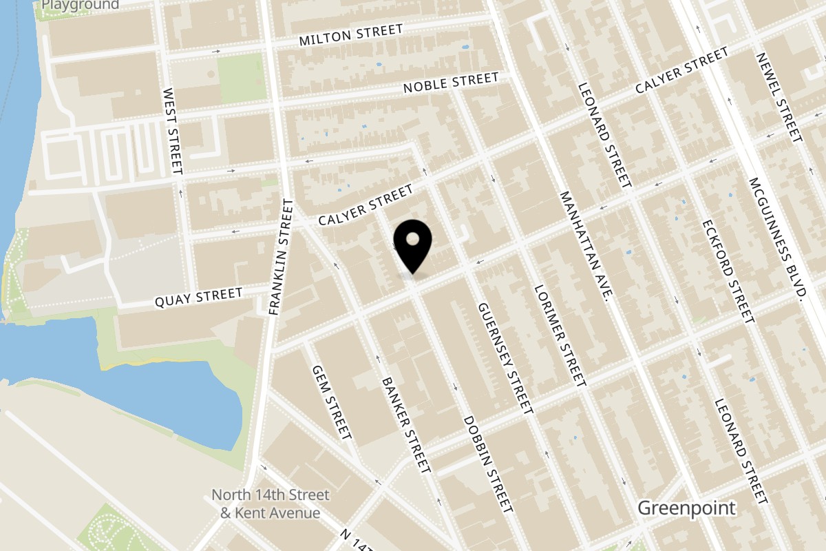 Map showing the location of Salsa Pizzeria Salsa Greenpoint on 40 Clifford Pl in Brooklyn